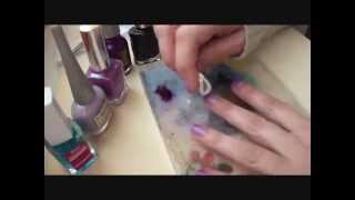 Nail art. Degradado de tonos violetas con goma eva.