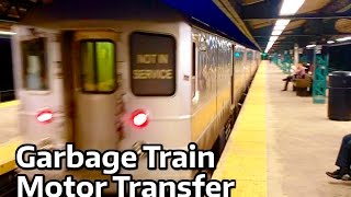 ⁴ᴷ R32-R127 Garbage Train Motor Transfer at 62nd St