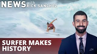 VIDEO: Surfer makes history at iconic Banzai Pipeline