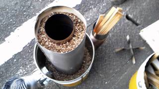 ロケットストーブ１号機テスト Kinugasa Rocket stove No.1