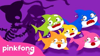 Aquí da mucho miedo ¿Dónde estamos? | Canciones de Halloween de Tiburón Bebé | Pinkfong en español