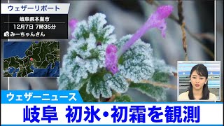 岐阜　初氷・初霜を観測　東海3県では今シーズン最初の観測