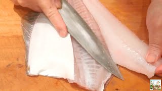 Рыба КАМБАЛА, Обработка и Разделка КАМБАЛЫ на Филе, Сашими | ЯПОНСКАЯ Еда _ Full-HD