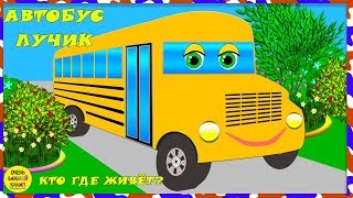 Автобус Лучик – кто где живет? Развивающие мультики про машинки для детей