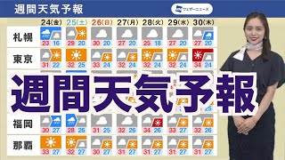 【週間天気予報】週末の関東は35℃以上の厳しい暑さ 熱中症に警戒
