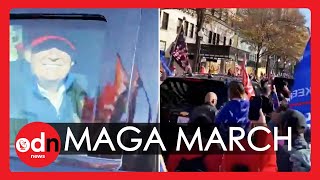 ‘Million MAGA March’: Trump Motorcade Drives Through Cheering Supporters in DC