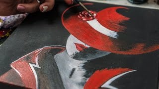 Lady in Red Hat by Bertram Bahner /Acrylic painting (4k)
