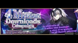 Fate Grand Order NA 4 Million Download Campain Announcement