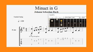 Minuet in G (J.S Bach 1685 - 1750) Classical Guitar Tab