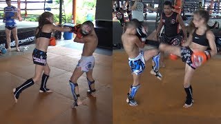 Девушка дерется  против парня! Что было дальше всех удивило! Muay Thai motivation!