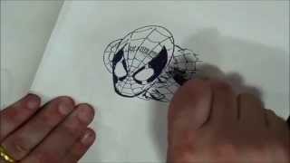 Erik Larsen drawing Spider Man + Batman vs. Deadpool