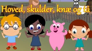 Hoved, skulder, knæ og tå | 10 minutter mix med tekst | Head shoulders knees and toes in Danish