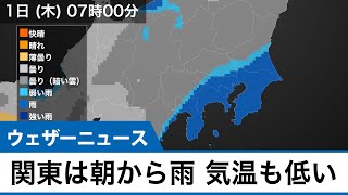 関東は朝から雨　気温も上がらず