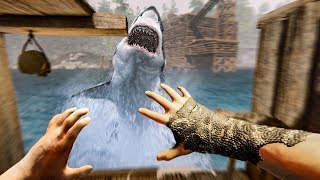 We Built a MANSION on THE OCEAN... and there are sharks. (The Forest VR episode 3)