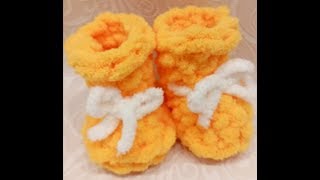 Подробный МК по вязанию детских пинеток из Alize Puffy