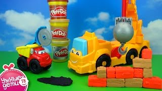 Play-Doh Мощный АВТОКРАН и машинка Chuck. Лепим и играемся с пластилином в строителей. Power crane