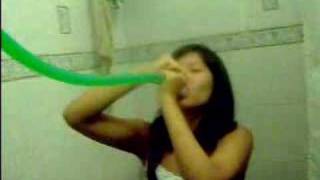 Eileen hits the beer bong