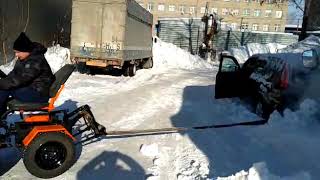 Минитрактор КРЕПЫШ (мототрактор переломка) Вызволяем из снега