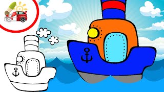 Раскрашки-анимашки. Пароходик / Coloring cars cartoon / Ship.