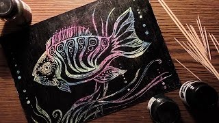 Speed Painting | Technique Grattage | Fish In Seaweed | IOTN