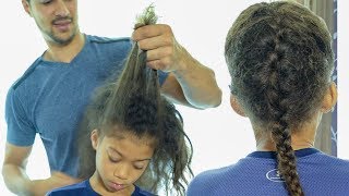Dad French Braid Daughter's Hair for the FIRST TIME