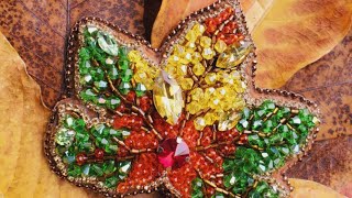 HOW TO MAKE A BROOCH.  BROŞ NASIL YAPILIR.брошь листик из бисер. BROŞ NECƏ DÜZƏLDİLİR