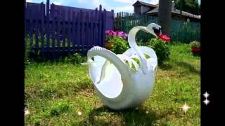 Лебеди, сделанные из покрышки