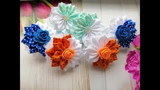 Красивые бантики из лент 2,5 см Канзаши МК / Beautiful bows of ribbons 2.5 cm /  laço de fitas