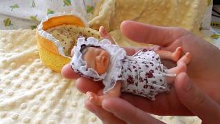 Мини реборн из полимерной глины Марьяша OOAK baby doll