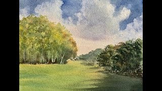 Облака бумагой или гуашью. Рисуем тени. Акварель.Cloudy Sky . Shadow in watercolour