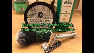 RazoRock 37 German Slant Razor, Shannon Soaps Coconut Lime