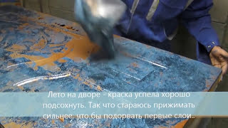 Покраска дверей в стиле под - камень малахит - Door painting in the style of stone malachite
