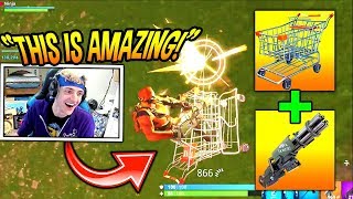 NINJA LOVES *NEW* SHOPPING CART + MINIGUN TRICK! (FUNNY) Fortnite SAVAGE & FUNNY Moments
