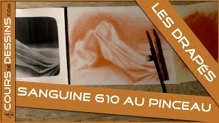 Un drapé au pigment de sanguine 610 au pinceau et gomme mie de pain.