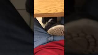 Girl rests her foot on my crotch