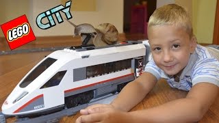 Лего поезд 60051 | Катаем улитку на поезде | Улитка в шоке! | У нас новое Лего | Lego train 60051