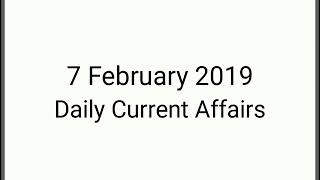 7 February 2019 Current Affairs | Daily Current Affairs | Current Affairs in Hindi