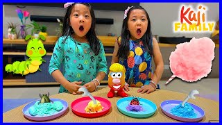 Cotton Candy Challenge! Emma and Kate Learn Body Parts with Ms Potato Head!