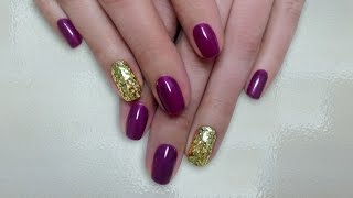 Дизайн ногтей гель-лак shellac - Дизайн блестками (шестигранники) (видео уроки дизайна ногтей)