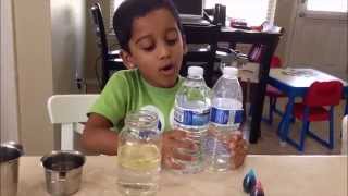 Oil, water and food coloring experiment