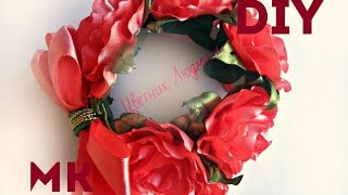 Резинка на гульку-пучок из цветов Канзаши/The elastic on the bun from flowers Kanzashi