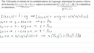 Funcion de Lagrange puntos criticos
