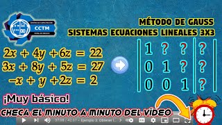 ???? Gauss para sistema de ecuaciones lineales de 3x3 | ¡Muy básico! | comprobación | Álgebra Lineal