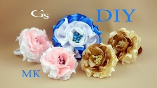Канзаши МК. Резинка для волос и новый цветок / Kanzashi MK. Scrunchie and a new flower