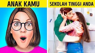 HIGH SCHOOL YOU VS CHILD YOU || Tantangan Ekstrim Dari TikTok dan Peretasan Viral oleh 123 GO Like!