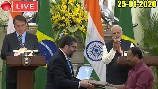 BJP LIVE : PM Modi and President Bolsonaro of Brazil Joint Press Meet : 25-01-2020