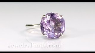 Estate Tiffany & Co. Octagon Natural Purple Amethyst Sparklers Ring Sterling Silver