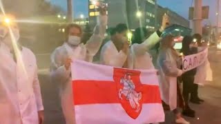 Сотрудники 6-й минской больницы вышли на акцию протеста? Кто эти люди в халатах? Беларусь 28 октября