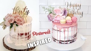 SEMI NAKED DRIP BIRTHDAY CAKE WITH FLOWERS - PINTEREST INSPIRED