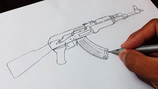 Como Desenhar Fuzil AK-47 - How to draw Rifle AK-47